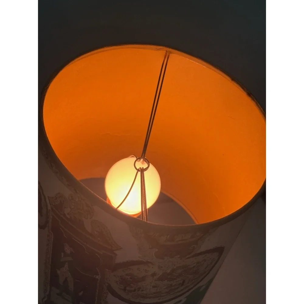 Vintage Unique Table Accent Lamp Wood / Metal / Resin With Shade ~14